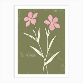 Pink & Green Forget Me Not 3 Art Print