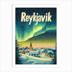 Aihrgdesign A 1970s Inspired Travel Poster For Reykjavik 4 Art Print