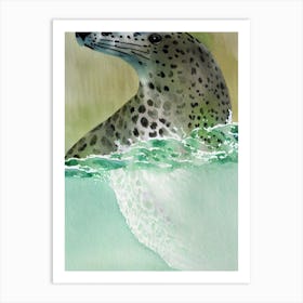 Leopard Seal Storybook Watercolour Art Print