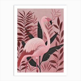 Chilean Flamingo Bird Of Paradise Minimalist Illustration 2 Art Print
