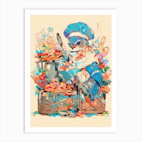 Blue Bird Pizza Art Print