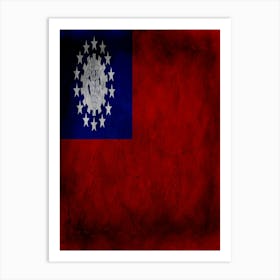 Myanmar Burma Flag Texture Art Print