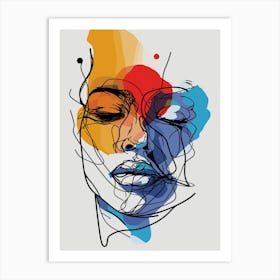 Abstract Fluid Line Face Art Art Print