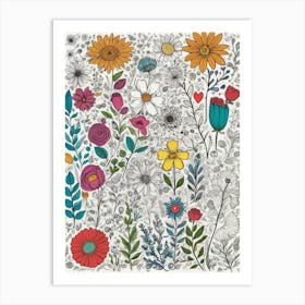 Flowers And Butterflies 4 Art Print