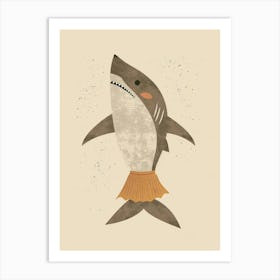 Shark In A Skirt Muted Pastel Art Print