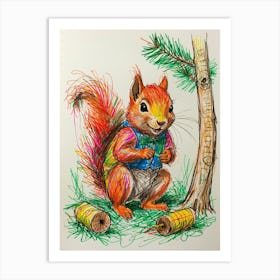 Squirrel In The Woods Art Print