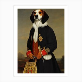 English Foxhound Renaissance Portrait Oil Painting Art Print