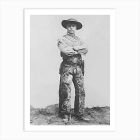 Cowboy Teddy Roosevelt Vintage Black and White Photo Art Print