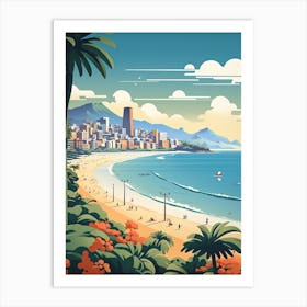 Ipanema Beach, Brazil, Flat Illustration 4 Art Print