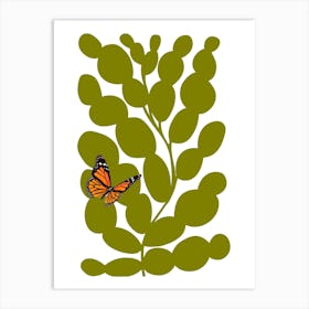 Butterfly On A Leaf Art Print