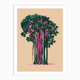 Banyan Tree Colourful Illustration 2 Art Print