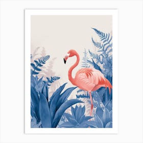 Andean Flamingo And Bromeliads Minimalist Illustration 4 Art Print