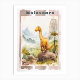 Cute Cartoon Maiasaura Dinosaur Watercolour 3 Poster Art Print
