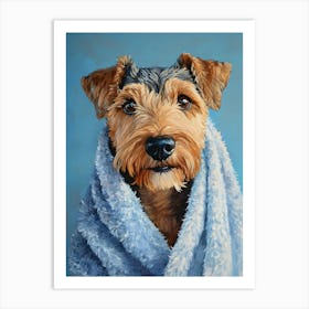 Terrier In Bath Towel 1 Art Print