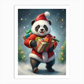 Panda Bear With Presents Art Print