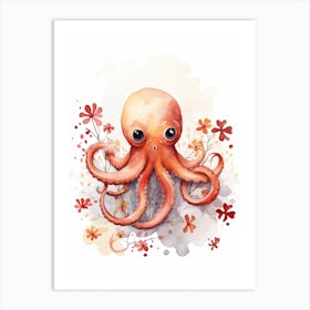 N Octopus Watercolour In Autumn Colours 1 Art Print