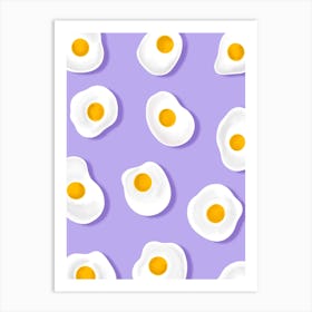 Fried Eggs On A Purple Background Art Print