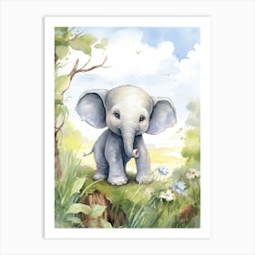 Elephant Painting Drawing Watercolour 4 Art Print