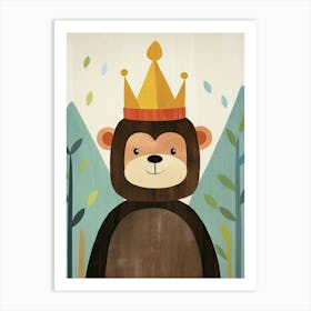 Little Bonobo Wearing A Crown Art Print