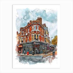 Tower Hamlets London Borough   Street Watercolour 2 Art Print