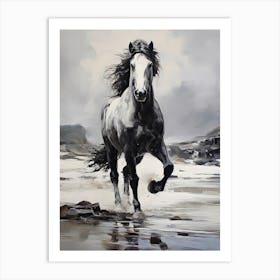 A Horse Oil Painting In Camps Bay Beach, South Africa, Portrait 2 Art Print