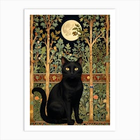 William Morris Black Cat In The Moonlight 4 Art Print