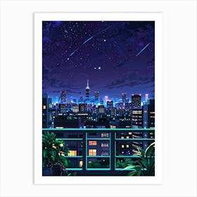 Eiffel Tower Night Sky Anime aesthetic 2 Art Print