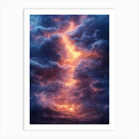 Cloudy Sky With Lightning Art Print