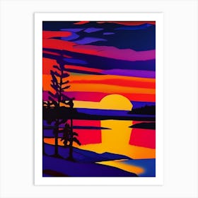 Lake Abstract Sunset Art Print