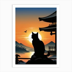 Japan Cat Art 22 Art Print