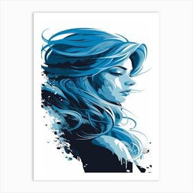 Blue Haired Girl Art Print