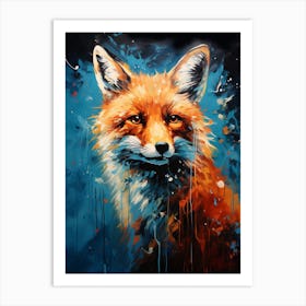 Red Fox Canvas Splat Painting 1 Art Print