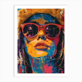 Girl In Sunglasses, Vibrant, Bold Colors, Pop Art Art Print