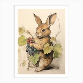 Storybook Animal Watercolour Rabbit 7 Art Print