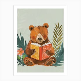 Brown Bear Reading Storybook Illustration 1 Art Print