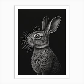 Britannia Petite Blockprint Rabbit Illustration 4 Art Print