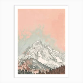 Mount Bierstadt Usa Color Line Drawing (6) Art Print