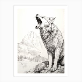 Gray Wolf Drawing 1 Art Print