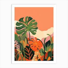 Boho Plant Painting Monstera Deliciosa 1 Art Print