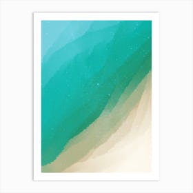 Minimal art abstract watercolor painting calm green waves Art Print