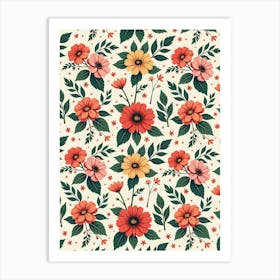 Classic Floral Symmetry Art Print