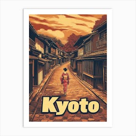 Aihrgdesign A Retro Travel Poster For Kyoto 3 Art Print