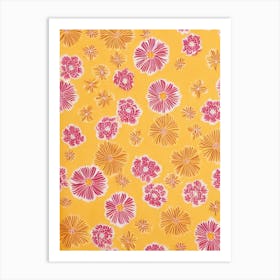 Marigold Floral Print Retro Pattern1 Flower Art Print