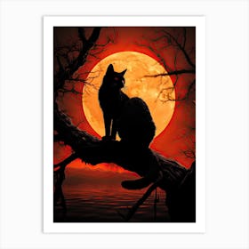 Full Moon Cat Art Print