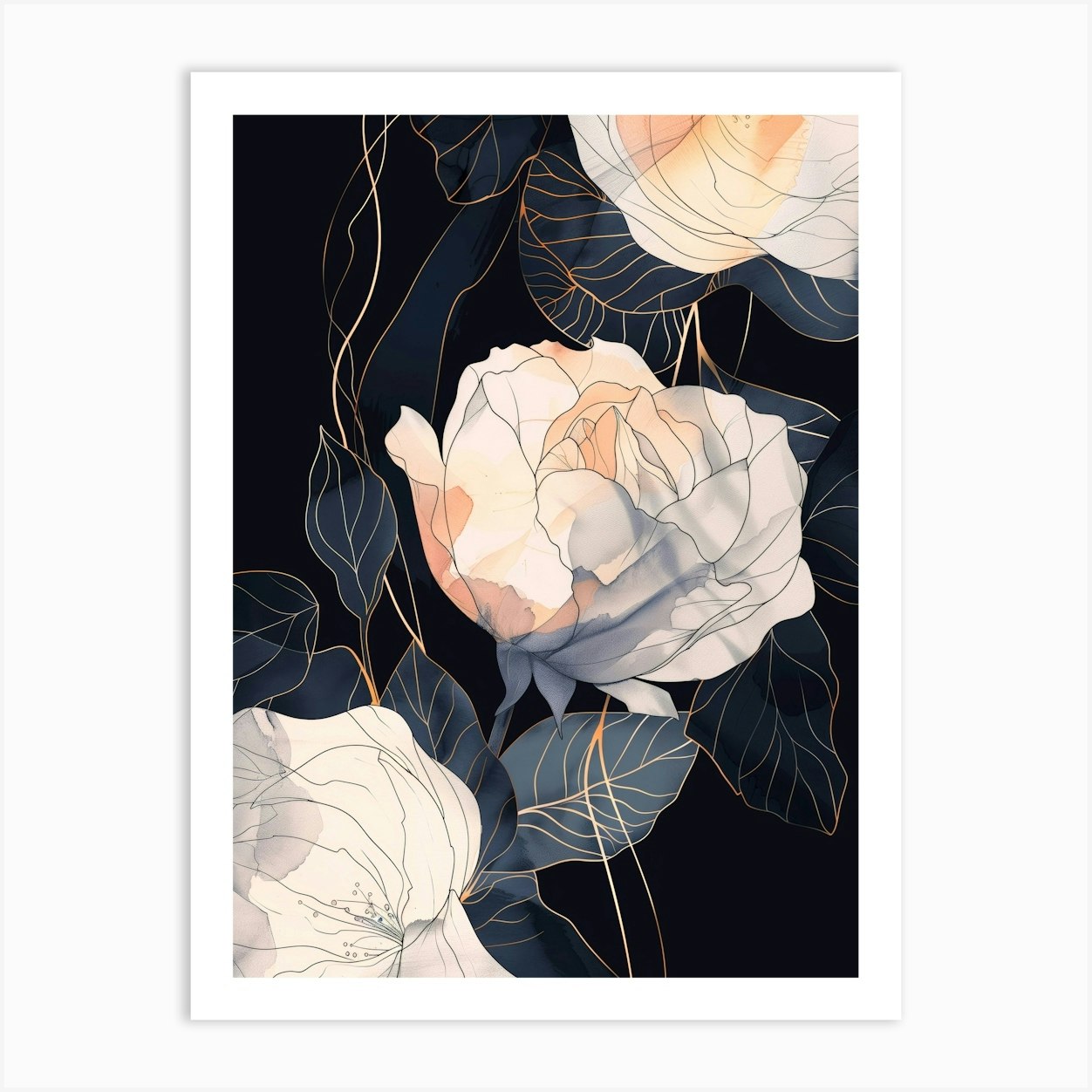 White Roses Wallpaper nature art Art Print by JBJart Justyna Jaszke
