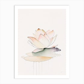 Lotus Flower Petals Minimal Watercolour 2 Art Print