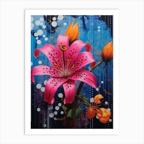 Surreal Florals Fuchsia 3 Flower Painting Art Print