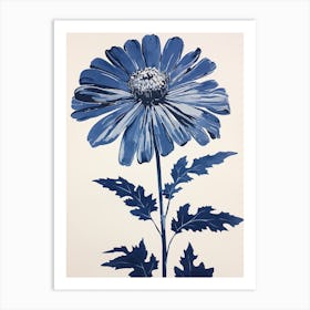 Blue Botanical Chrysanthemum 1 Art Print