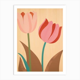 Tulips Flower Big Bold Illustration 4 Art Print