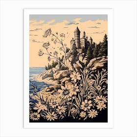 Coastal Castle, Flower Collage Art Print